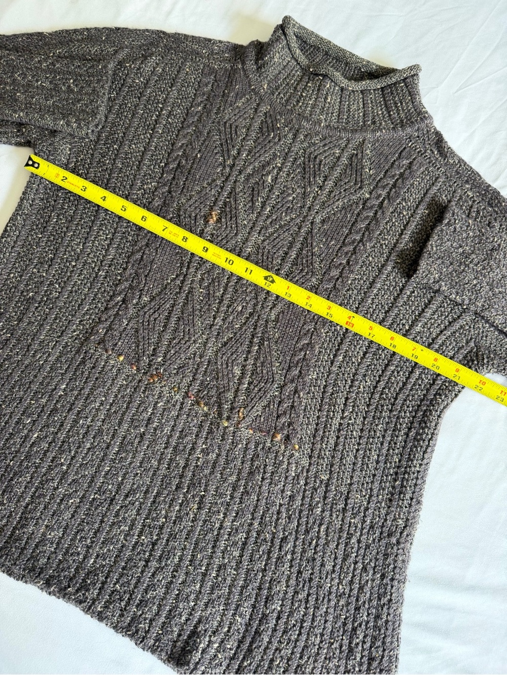 Peruvian Connection Ireland Made Alpaca Wool Silk Speck Green Mock Neck Sweater - Picture 12 of 12